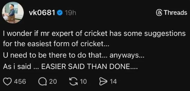 Vikas Kohli reacts to Sanjay Manjrekar