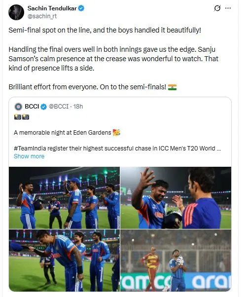 Sachin Praises Samson